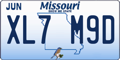 MO license plate XL7M9D