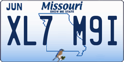 MO license plate XL7M9I