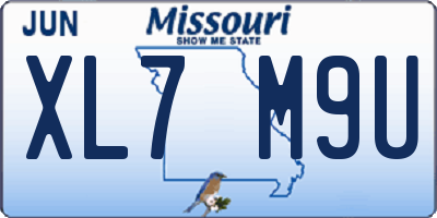 MO license plate XL7M9U