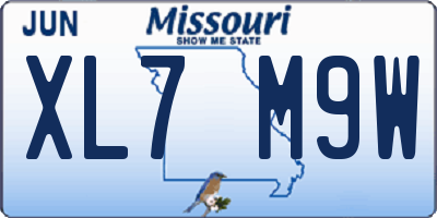 MO license plate XL7M9W