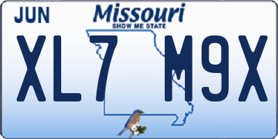 MO license plate XL7M9X