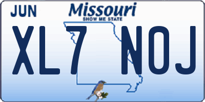 MO license plate XL7N0J