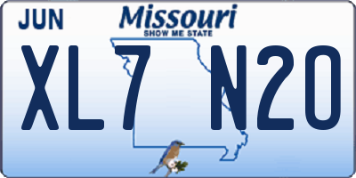 MO license plate XL7N2O