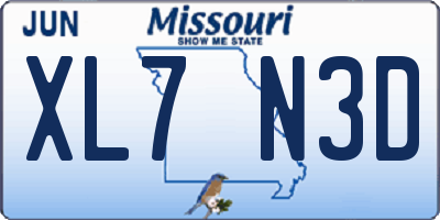 MO license plate XL7N3D