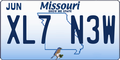 MO license plate XL7N3W