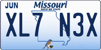 MO license plate XL7N3X