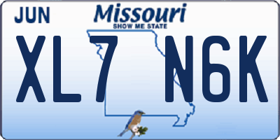 MO license plate XL7N6K