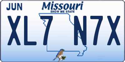 MO license plate XL7N7X