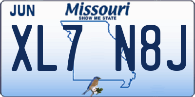 MO license plate XL7N8J