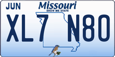 MO license plate XL7N8O