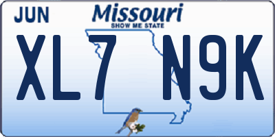 MO license plate XL7N9K