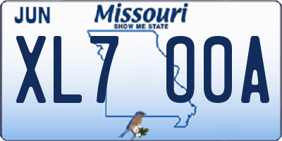 MO license plate XL7O0A
