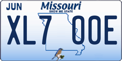 MO license plate XL7O0E