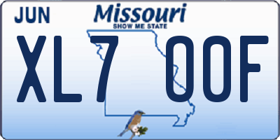 MO license plate XL7O0F