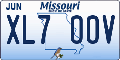 MO license plate XL7O0V