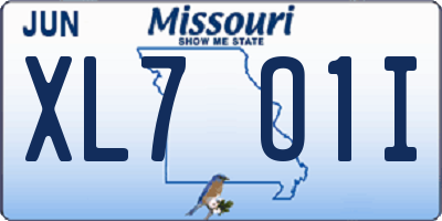 MO license plate XL7O1I
