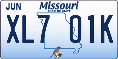 MO license plate XL7O1K