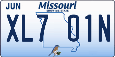 MO license plate XL7O1N