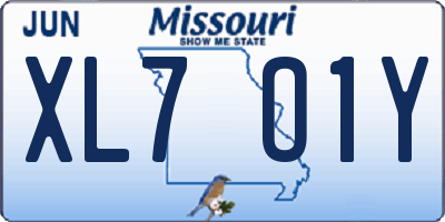 MO license plate XL7O1Y