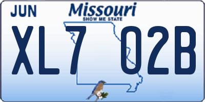 MO license plate XL7O2B