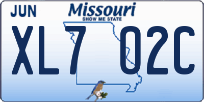 MO license plate XL7O2C
