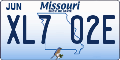 MO license plate XL7O2E