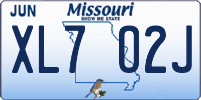 MO license plate XL7O2J