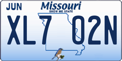 MO license plate XL7O2N