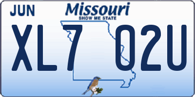MO license plate XL7O2U