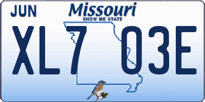 MO license plate XL7O3E