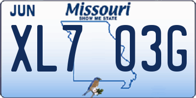 MO license plate XL7O3G