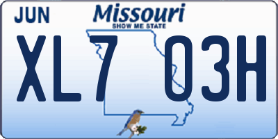 MO license plate XL7O3H