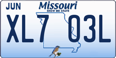 MO license plate XL7O3L