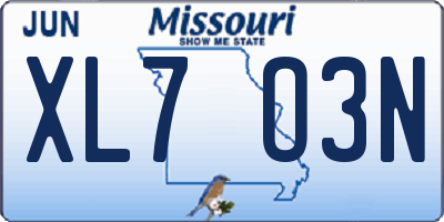 MO license plate XL7O3N