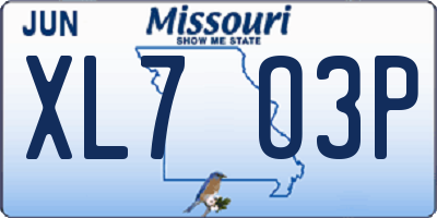 MO license plate XL7O3P