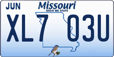 MO license plate XL7O3U