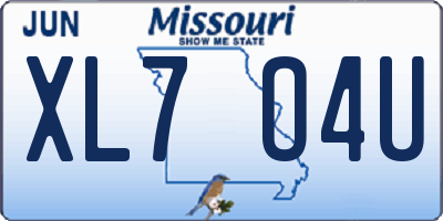 MO license plate XL7O4U