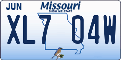 MO license plate XL7O4W