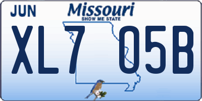 MO license plate XL7O5B
