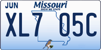 MO license plate XL7O5C