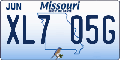 MO license plate XL7O5G
