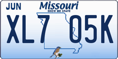 MO license plate XL7O5K