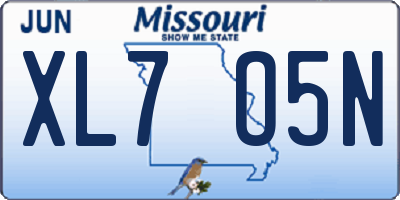 MO license plate XL7O5N