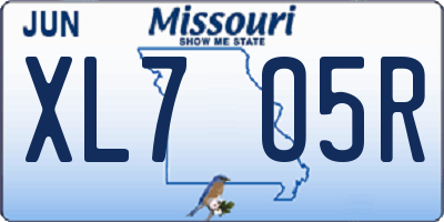 MO license plate XL7O5R