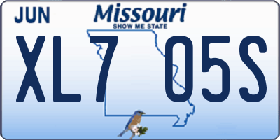 MO license plate XL7O5S