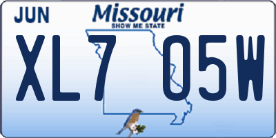 MO license plate XL7O5W
