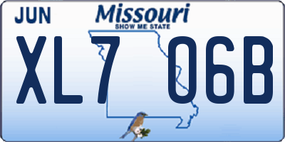 MO license plate XL7O6B
