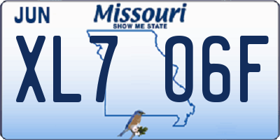 MO license plate XL7O6F