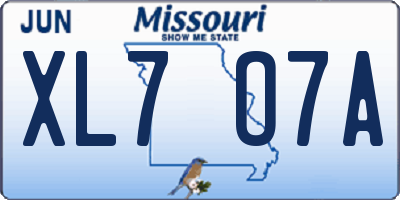 MO license plate XL7O7A