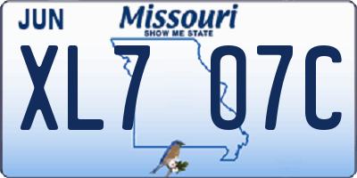 MO license plate XL7O7C